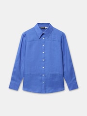 Mint Velvet Blue Linen Sheer Panel Shirt - Image 7 of 8