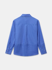 Mint Velvet Blue Linen Sheer Panel Shirt - Image 8 of 8