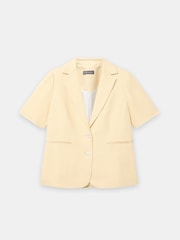 Mint Velvet Yellow Linen Blend Short Sleeve Blazer - Image 7 of 8