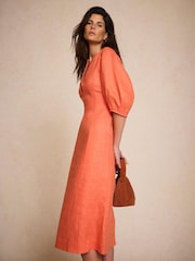 Mint Velvet Orange Linen Midi Dress - Image 1 of 8