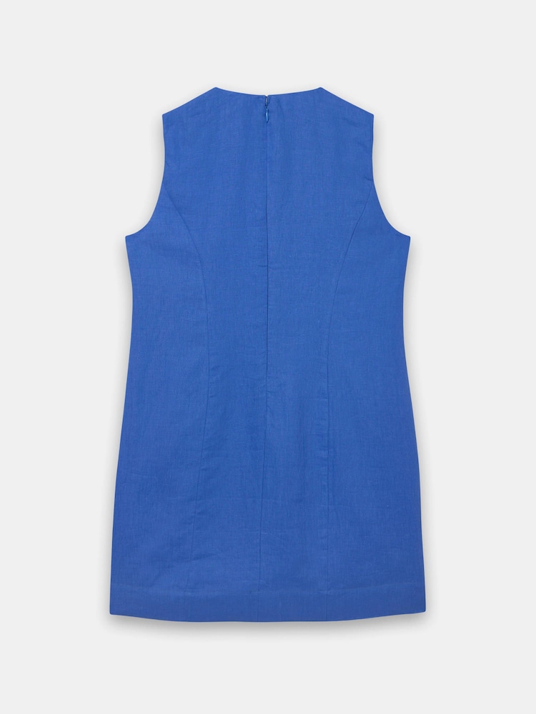 Mint Velvet Blue Linen Statement Button Mini Dress - Image 8 of 8