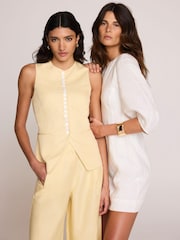 Mint Velvet Yellow Linen Blend Longline Waistcoat - Image 6 of 8