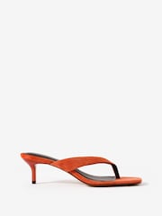 Mint Velvet Orange Betty Leather Flip-Flop Heels - Image 1 of 4