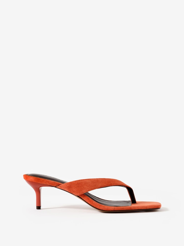 Mint Velvet Orange Betty Leather Flip-Flop Heels - Image 1 of 4