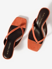 Mint Velvet Orange Betty Leather Flip-Flop Heels - Image 2 of 4