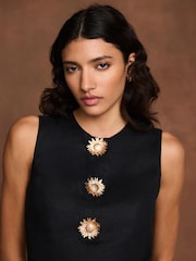 Mint Velvet Black Linen Statement Button Mini Dress - Image 4 of 8