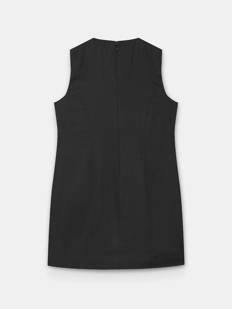 Mint Velvet Black Linen Statement Button Mini Dress - Image 8 of 8