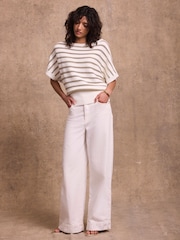 Mint Velvet Cotton Blend Metallic Stripe Top - תמונה 5 מתוך 8