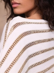 Mint Velvet Cotton Blend Metallic Stripe Top - תמונה 6 מתוך 8