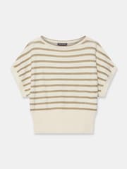 Mint Velvet Cotton Blend Metallic Stripe Top - תמונה 7 מתוך 8