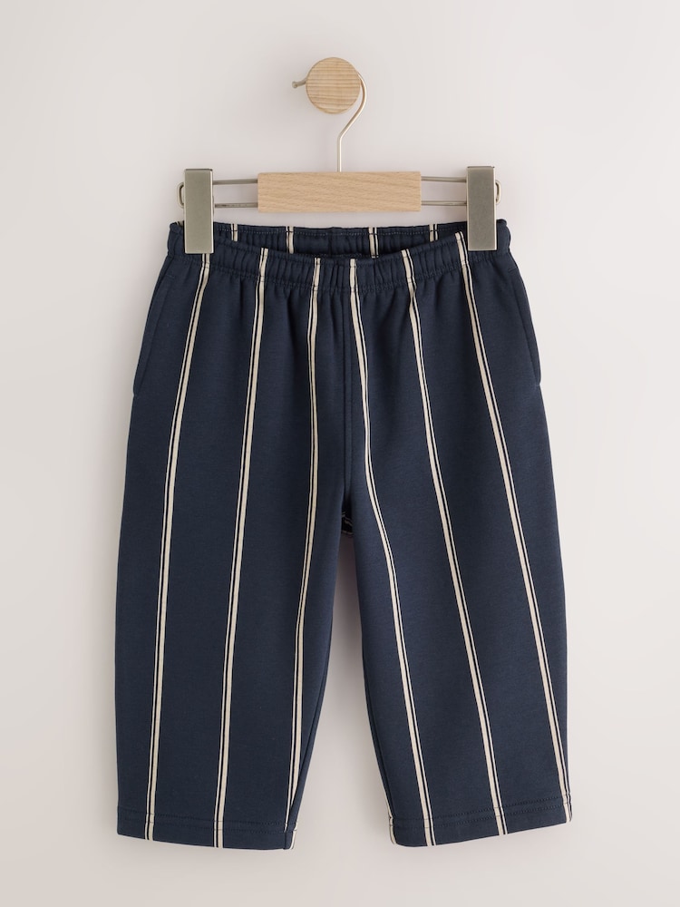 De rayas azul marino - Pantalones de chándal de pernera ancha de punto (3 meses-7 años) - Imagen 1 de 4