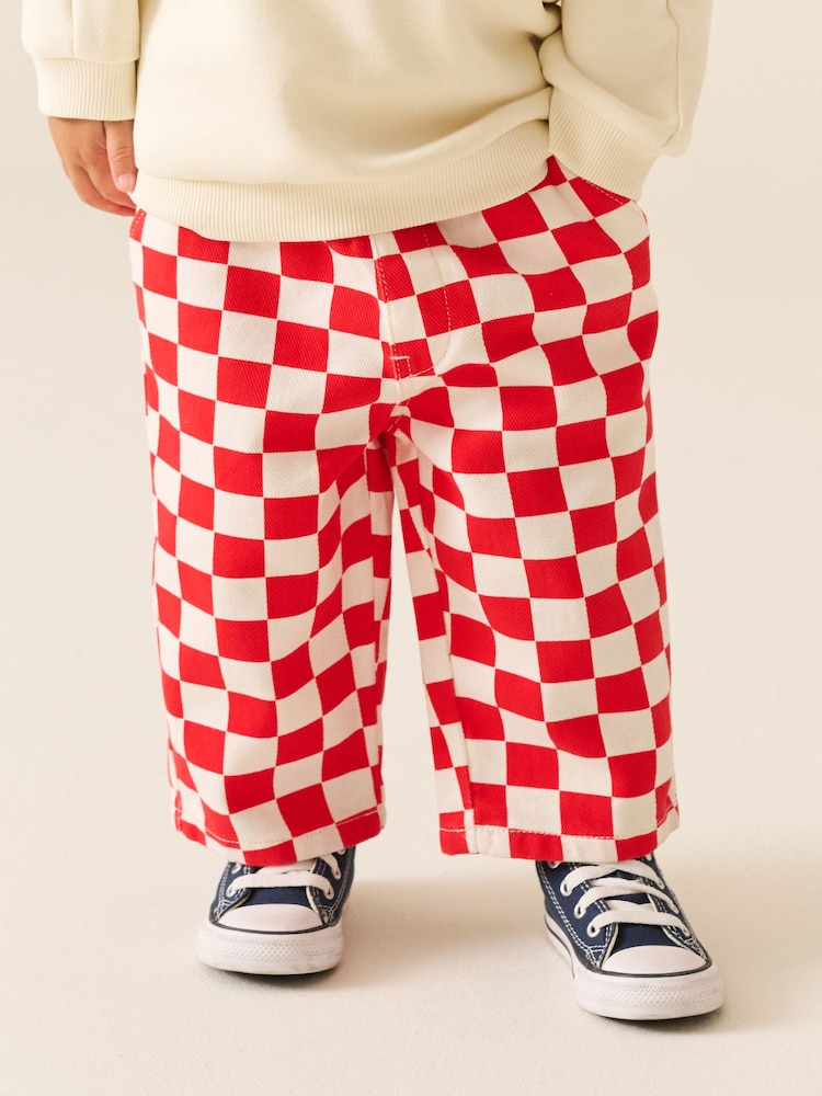 Red Pull On Wide Trousers (3mths-7yrs) - Image 1 of 8 Red Pull On Wide Trousers (3mths-7yrs) - Image 1 of 8