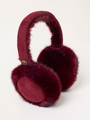 FatFace Burgundy Red Fluffy Earmuffs - Image 1 of 3