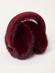 FatFace Burgundy Red Fluffy Earmuffs - Image 2 of 3