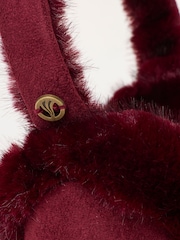 FatFace Burgundy Red Fluffy Earmuffs - Image 3 of 3