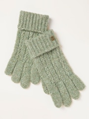 FatFace Green Pointelle Knit Gloves - Image 1 of 3