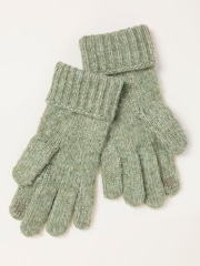 FatFace Green Pointelle Knit Gloves - Image 2 of 3