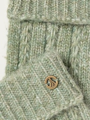 FatFace Green Pointelle Knit Gloves - Image 3 of 3