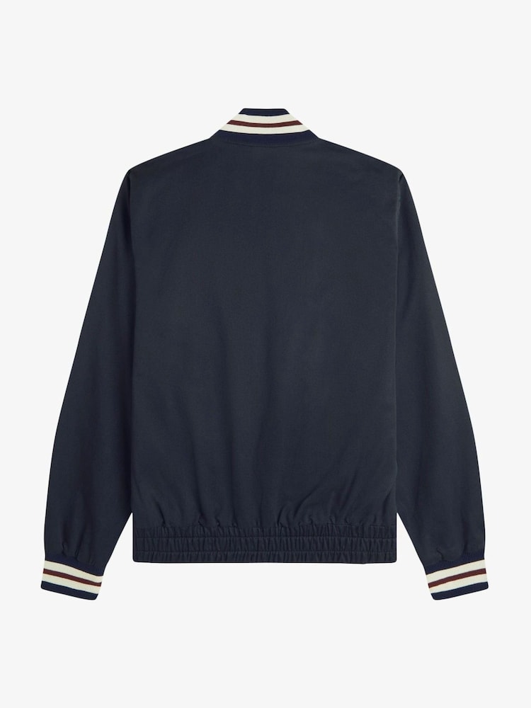 Fred Perry Blue Twill Tennis Bomber Jacket - Image 2 of 2 Fred Perry Blue Twill Tennis Bomber Jacket - Image 2 of 2