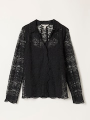FatFace Lilly 2 in 1 Black Lace Shirt with Jersey Cami - Image 6 of 6