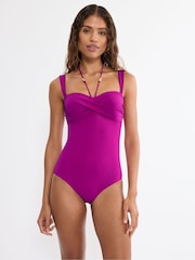 Triumph Purple Summer Twist Padded Bandeau Swimsuit - Image 1 of 4