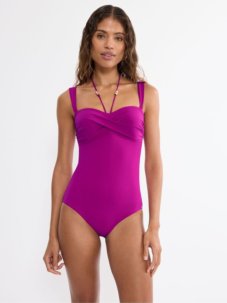Triumph Purple Summer Twist Padded Bandeau Swimsuit - Image 1 of 4