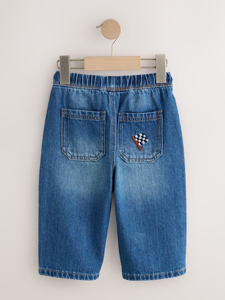 Mid Blue Denim Car Wide Fit Jeans (3mths-7yrs) - Image 2 of 4 Mid Blue Denim Car Wide Fit Jeans (3mths-7yrs) - Image 2 of 4