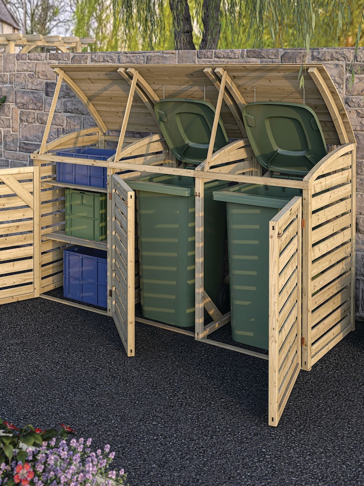 Rowlinson Natural Double Garden Bin Store With Box - Image 2 of 6