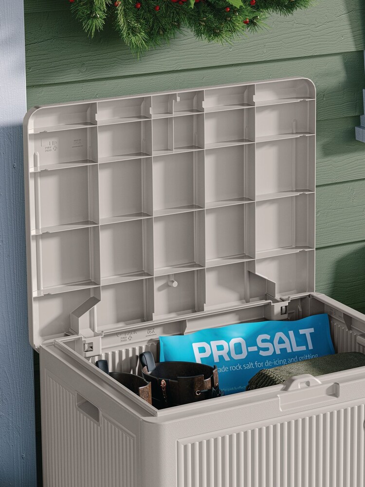 Suncast Dove Grey New York 83L Garden Storage Box - Image 2 of 6 Suncast Dove Grey New York 83L Garden Storage Box - Image 2 of 6