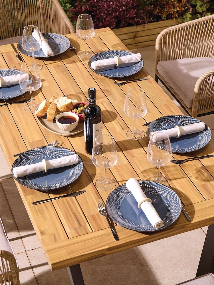 Rowlinson Natural Black Oslo 6 Seat Garden Dining Set - Image 1 of 5