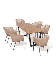 Rowlinson Natural Black Oslo 6 Seat Garden Dining Set - Image 3 of 5