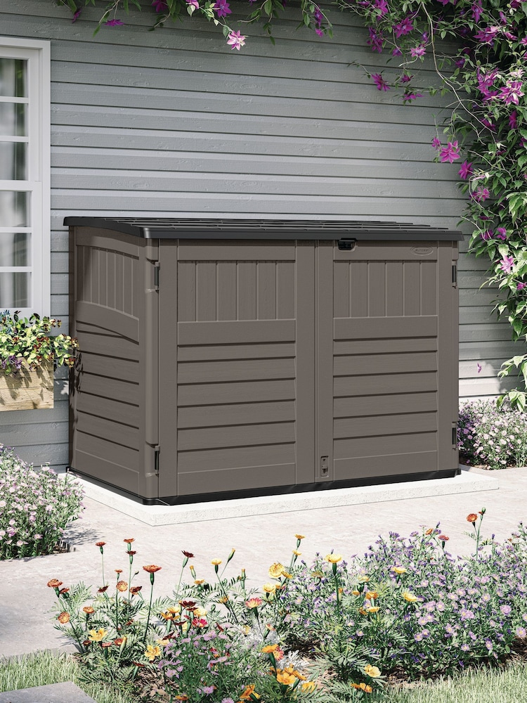 Suncast Stone Grey Stow-Away Large Garden Store With Assembly - Image 1 of 6 Suncast Stone Grey Stow-Away Large Garden Store With Assembly - Image 1 of 6
