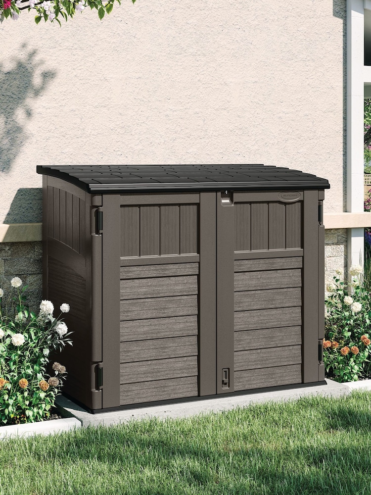 Suncast Stone Grey Stow-Away Garden Store With Assembly - Image 1 of 5