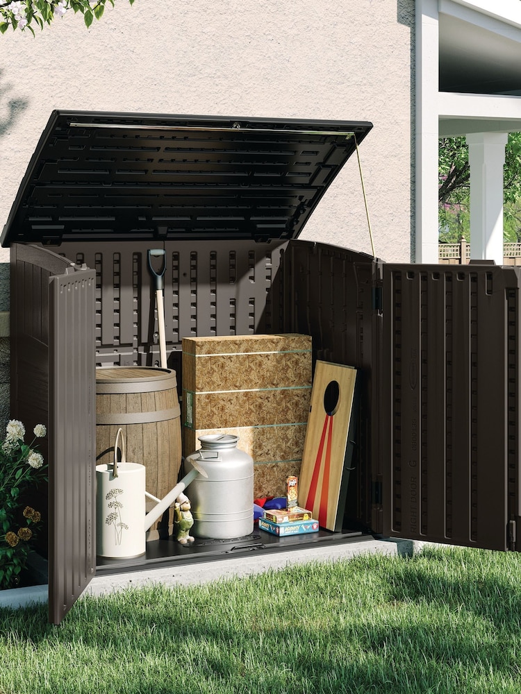 Suncast Stone Grey Stow-Away Garden Store With Assembly - Image 2 of 5