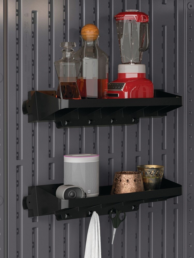 Suncast 2 Pack Black Extra Deep Shelving With Hooks Set - Image 1 of 6 Suncast 2 Pack Black Extra Deep Shelving With Hooks Set - Image 1 of 6