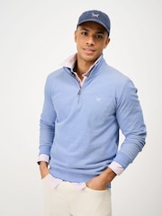 Crew Clothing Blue Birdseye Half Zip Jumper - Image 1 of 5