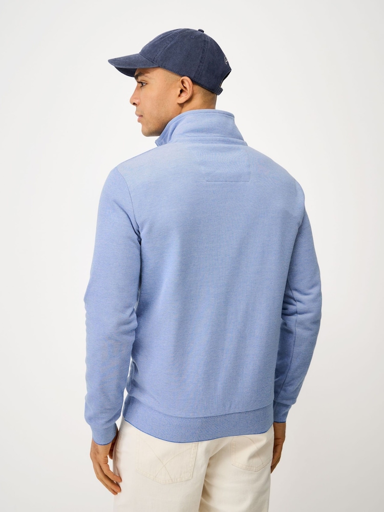 Crew Clothing Blue Birdseye Half Zip Jumper - Image 2 of 5
