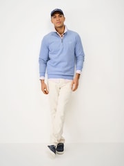 Crew Clothing Blue Birdseye Half Zip Jumper - Image 3 of 5