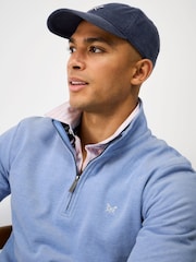 Crew Clothing Blue Birdseye Half Zip Jumper - Image 4 of 5
