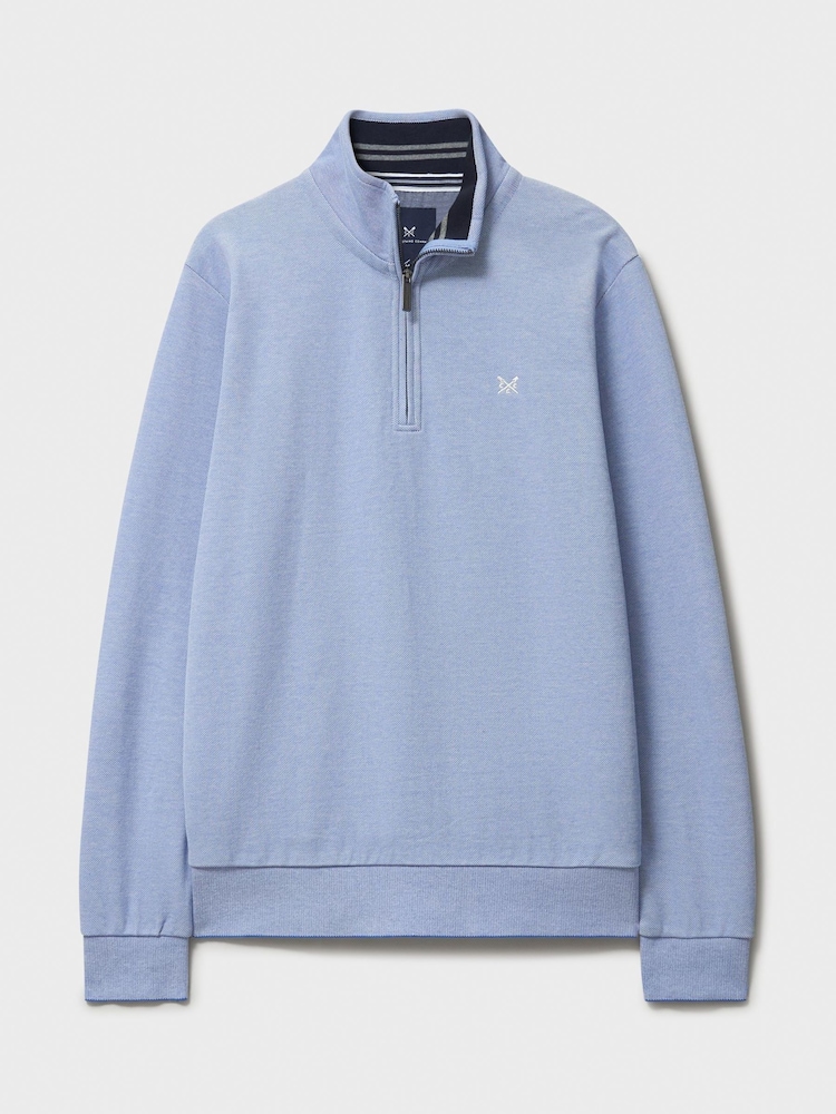 Crew Clothing Blue Birdseye Half Zip Jumper - Image 5 of 5