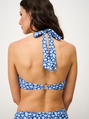 Crew Clothing Blue Printed Cross Over Bikini Top - Image 2 of 4