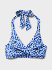 Crew Clothing Blue Printed Cross Over Bikini Top - Image 4 of 4