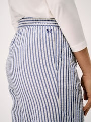 Crew Clothing Blue Seersucker Wide Leg Cotton Trousers - Image 4 of 5
