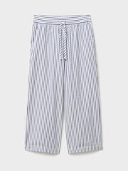 Crew Clothing Blue Seersucker Wide Leg Cotton Trousers - Image 5 of 5