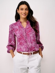 Crew Clothing Pink Noemi Button Through Floral Blouse - Image 1 of 6