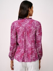 Crew Clothing Pink Noemi Button Through Floral Blouse - Image 2 of 6