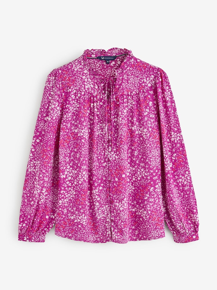 Crew Clothing Pink Noemi Button Through Floral Blouse - Image 6 of 6