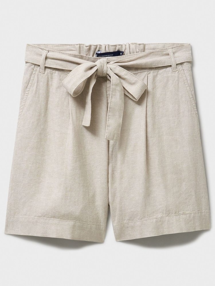 Crew Clothing Natural Linen Viscose Blend Wide Leg Shorts - Image 5 of 5