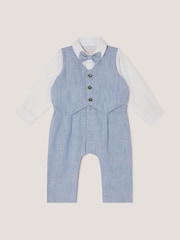 Monsoon Blue Newborn Arlo Waistcoat Romper - Image 1 of 3