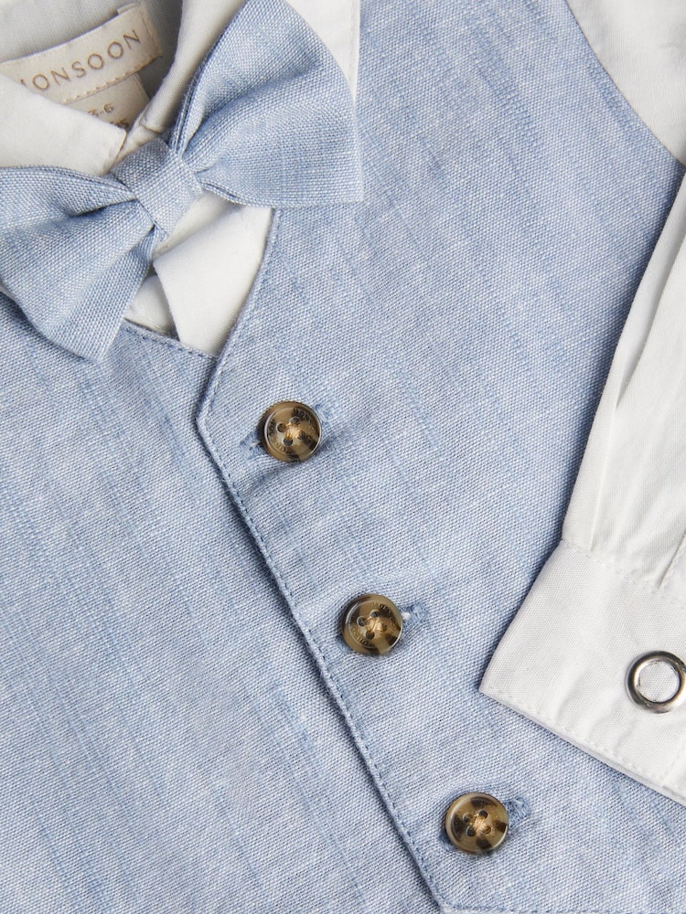 Monsoon Blue Newborn Arlo Waistcoat Romper - Image 3 of 3 Monsoon Blue Newborn Arlo Waistcoat Romper - Image 3 of 3